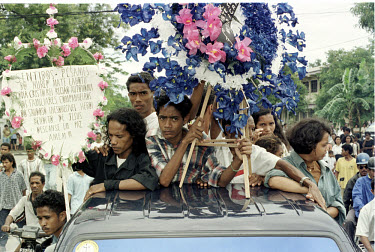 The funeral of Bendito de Jesus Pirres was turned into a demonstration against violence in East Timor. An estimated 20,000 people participated. He had been shot by police during a protest march agains...