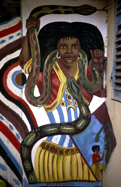 A painting on the wall in the house of a voodoo priest.