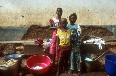 HIV-positive woman with her children.