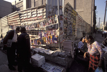 Newspaper and magazine stand, downtown.