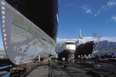 Ships in a dry dock.