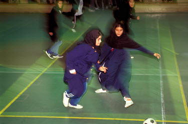 Five-a-side football practice at the Hijab Club.