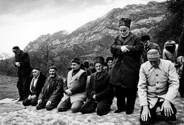 Sufism. Chechen elders make daily prayers in a circle with the majestic landscape of the North Caucasus mountains rising behind them. Since the time Islam became well established here in the 18th cent...