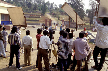Bollywood film crew shooting a movie at Mehboob Studios.