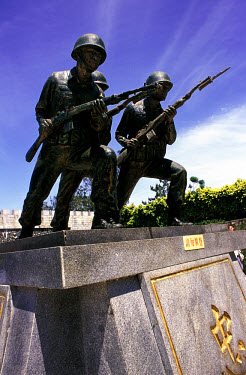 War monument at entrance to a military museum on the Taiwanese frontline island of Kinmen, which suffered massive bombardment from the nearby Chinese mainland in the 1950s and 60s. 50,000 Taiwanese tr...