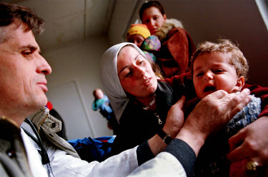 Ethnic Albanian child in an immunisation clinic.