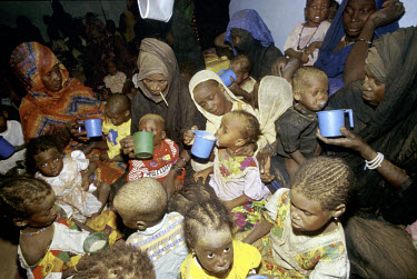 Sick and undernourished Black Moor children on a feeding programme funded by the Lutheran World Federation (LWF). Although Mauritania officially abolished slavery in 1981, there is considerable discri...