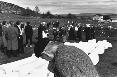 The funeral of 42 Bosnian Muslims killed by Serbians on 22/09/1992, whose bodies were then buried in a rubbish dump and later discovered and exhumed in 2000 by the Bosnian commission for missing perso...