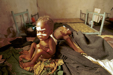 Severely malnourished children at a Medecins Sans Frontieres (MSF) therapeutic feeding centre. The military strategies of the government armed forces and UNITA rebels toward the civilian population ha...