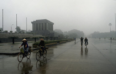 Winter rain on the vast empty square in front of Ho Chi Minh's Mausoleum.
