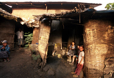 Children outside their homes in a slum area of Bahir Dar, near Lake Tana.