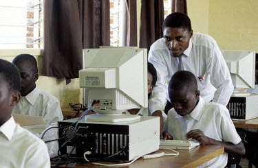 Computer class in a school run by the charity SOS Children's Villages.