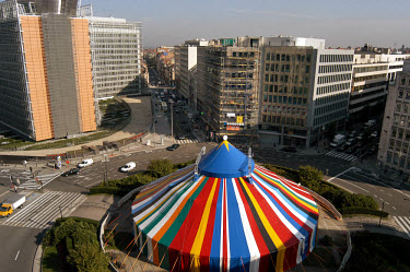 To celebrate the Dutch Presidency of the European Union (EU), the renowned Dutch architect Rem Koolhaas has designed a controversial exhibition in a circus tent in the heart of the EU district, the Pl...