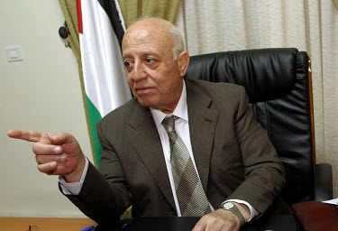 Palestinian Prime Minister Ahmed Qurei, who is also known as Abu Ala, in his office.