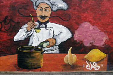 Wall mural in the fashionable Plateau District.