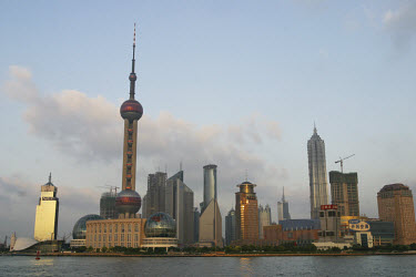 Pudong skyline at sunset.