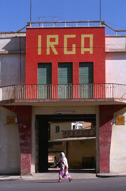Entrance to the former IRGA factory. Asmara is a showcase of 1930s Italian Art Deco architecture. Initially created by colonial-era Italians, the style continued to flourish in the 1960s as local arch...