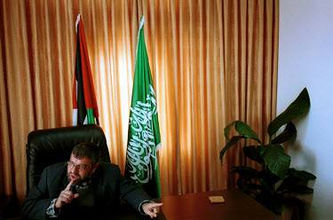 Hassan Yussef, head of Hamas in the West Bank, in his office.