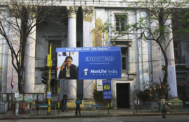 An advertisement for MetLife insurance in the commercial heart of the city.