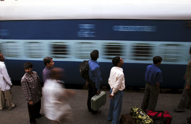 Train pulling in to New Delhi station.