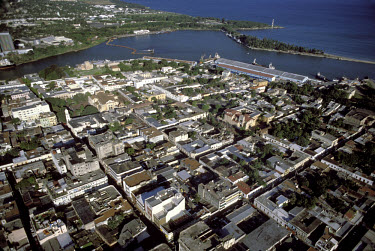 Aerial view of the old colonial city centre.