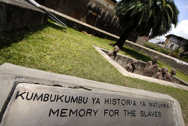 Monument to commemorate the victims of the slave trade. In the 19th century Arab traders bought their slaves on Zanzibar from local chiefs, who raided them from coastal communities on the mainland.