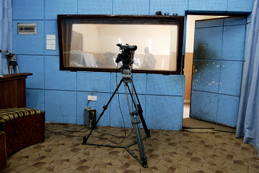 A video camera is set up on a tripod in a recording studio at Sierra Leone Broadcasting Service (SLBS).  It actively promotes Sierra Leonean music with various shows dedicated to work by local groups,...