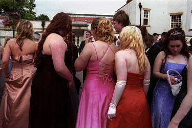 Girls from St. Bedes RC Comprehensive arrive at their prom in colourful ball dresses.  The prom is an important event in the school calendar for school leavers, who enjoy one of their last nights toge...