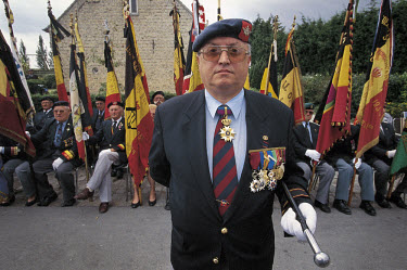 A Belgian veteran stands during a memorial service remembering the soldiers who died during World War One (WWI) in the battles of Westhoek.
