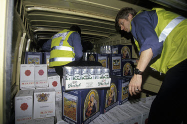 Smuggled tobacco, beer and wine seized by Customs and Excise officers at the port.