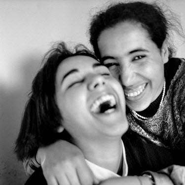 Latifa and Bahija laughing.