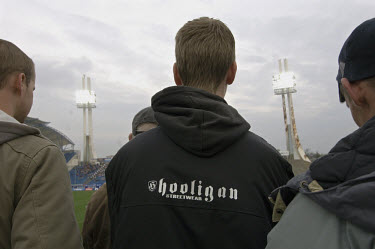 Supporters of the football club Lech Poznan. It is one of several clubs in Poland to have hooligan elements with links to far-right groups amongst its fans.