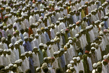 Burmese Muslim refugees at prayer.