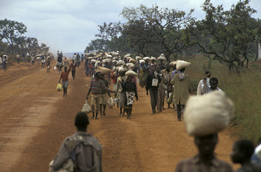 Rwandan refugees arrive at Benako refugee camp, fleeing the genocide.