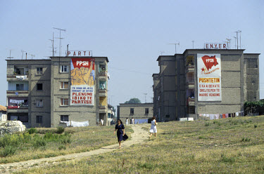 Communist-era housing blocks.