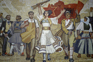 Detail of a communist mosaic in Skanderbeg Square.