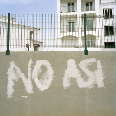 "Not like this" - protest graffiti on the walls surrounding the Polaris World La Torre Golf Resort which is currently under construction. There has been an explosion of controversial golf resorts in S...