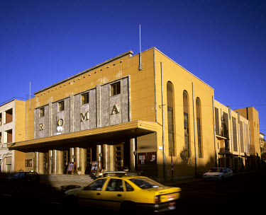 A car passes outside the Art Deco style Cinema Roma. Asmara is a treasure trove of Art Deco architecture and UNESCO is considering making the city a World Heritage Site in recognition of its outstandi...