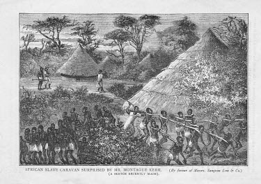 An illustration of an African slave caravan in the Sudan taken from a leaflet entitled 'The Increase of the Slave Trade in the Soudan under Mahdiism'.