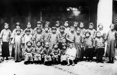 Freed Mui Tsai child slaves. This photograph (Neg. 165) forms part of the Harris lantern slide collection. The photographs of Alice Seeley Harris and her husband John Harris constituted part of what w...