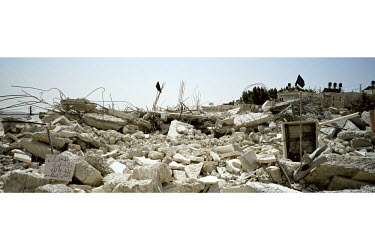 The rubble of destroyed houses built in Palestinian areas. The homes were destroyed ostensibly because they were built without permission, but permits for construction are extremely difficult to obtai...