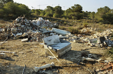 Waste from a construction site is dumped in the hills above the Costa Blanca.