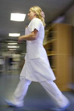 A nurse in the casualty department at Rigshospitalet hospital.