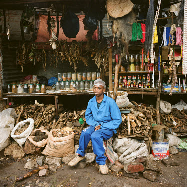 A market stall  for Curandeiros at Xpamanine market.  Mozambican Curandeiros are traditional healers, who cure all sorts of ailments from psychological illness to more serious physical diseases. They...