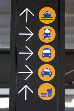 Signage at Circular Quay for various transport hubs.
