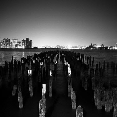 The remains of a pier on the east side of Manhattan. The docks of New York and New Jersey have for generations been synonymous with organised crime, with the Genovese family in control of the New Jers...