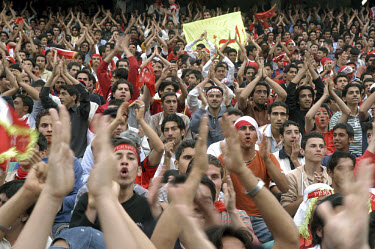Persepolis football fans at a match between Persepolis and Malavan.