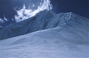 Everest's Northeast Ridge from Raphu La (6,550 metres), a prominent col which lies at the foot of the  ridge.
