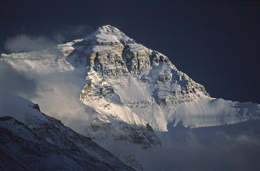 Mount Everest (8,848 metres) viewed from the North Side Base Camp. Known as Chomolungma in Tibetan, the local name for the highest mountain in the world translates as "Mother Goddess of the Earth."
