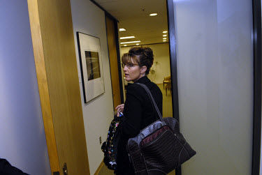 Sarah Palin, Governor of Alaska, leaves her office in Anchorage. In 2008 she was nominated as the Republican candidate for Vice President.